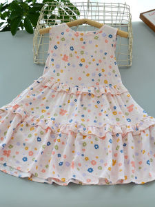 Princess Style Summer Dress for Girls Baby Cotton Silk Vest Skirt Beach Holiday Clothes Childrens Clothing Trendy Kids Dresses