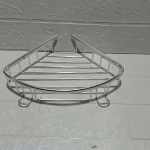 Rak Sudut Kawat Single Aluminium / Rak Sabun Toilet / Rak Sudut Kamar Mandi / Rak Shampo / Rak Bumbu Dapur
