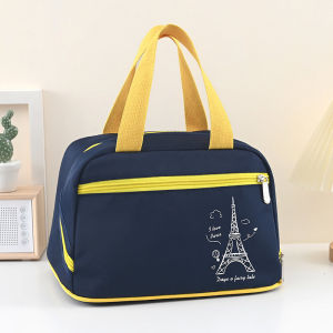 Large Capacity Thermal Lunch Box Bag Student Handbag Flat Storage Bag for Work Lunch Bento Bag Korean Style Handbag Pure Color