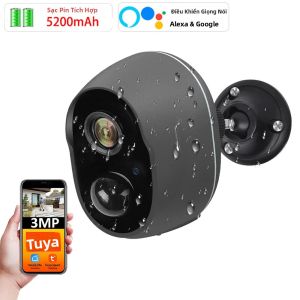 Camera Giám Sát WiFi Ngoài Trời Chạy Bằng Pin 3MP Tuya Smart Life Với Tính Năng Phát Hiện Chuyển Động PIR Tầm Nhìn Ban Đêm Tương Thích Với Alexa Google