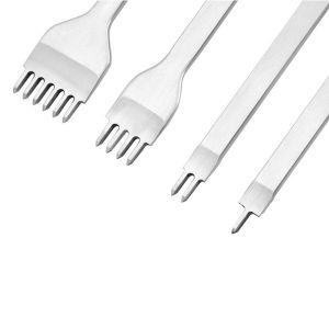 4PCs/set 4mm Leather Chisel Hole Punches Stitching Punch Tool Leather Craft Tool Prong Leather Craft Sewing DIY Tools