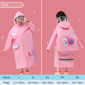 Jas Hujan untuk Anak-Anak Fashion Kartun Ponco Hujan Lucu dengan Garis Reflektif
