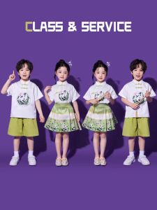 Womens Clothing Childrens Cheerleading Costume Chinese Style Panda Han Dynasty Horse-Face Skirt Graduation Chorus Performance Wear