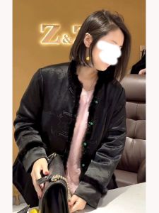 Thickened Cotton Jacket with Fur Collar Traditional Chinese Style Womens Outerwear Autumn Winter Loose Fit Long Sleeve Coat