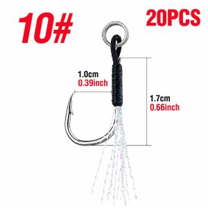 20 Chiếc Móc Câu Cá Có Gai Cường Lực Cao Thép Carbon Cao Cấp Sắc Nét Có Hỗ Trợ Móc Với Vòng Kết Nối Cho Nước Ngọt & Nước Mặn Giải Quyết