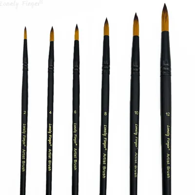 Watercolour Brushes Set 6pcs Round Pointed Tip Paint Brushes Professional Artist Painting Brush for Watercolours Gouache Oil