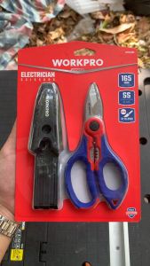 Kéo thợ điện WORKPRO WP294003 lưỡi cắt răng cưa sắc bén cắt cáp dễ dàng có đầu bấm cos tuốt dây điện - Chính hãng
