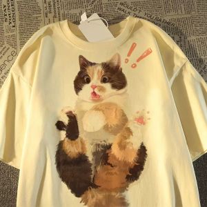 PAZHAOLANG | Plus Size Retro Style Cat Graphic T-Shirt up to 300lb