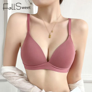 FallSweet Japanese Style Wireless Push Up Bra for Women Seamless 3/4 Cup Glossy Bralette Comfortable Underwear Female Lingerie