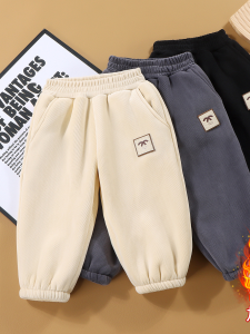 Children. Children 2024 Winter New Arrival Thick Track Pants Boys and Girls Fleece-lined Casual and Comfortable Warm-Keeping Pants Sweatpants Tide 2