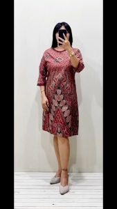 Baju Couple Sarimbit Dress Kemeja Hem Kerja Batik Orchid Kekinian