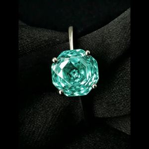 2ct 8*8mm Octagon Rose Cut Blue Green Moissanite Solitaire Ring 925 Sterling Silver Jewelry Gift for Women with