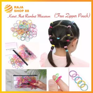 Karet Ikat Rambut Macaron Isi 100pcs Karet Ikat Rambut Polos Korea