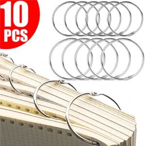 10PCS Metal Loose Leaf Binder Ring Book Binder Ring Clip Keychain Ring 38/50mm Book Hoops Opening Office Binding Supplies