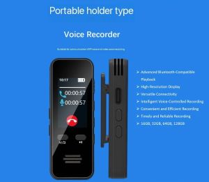 Back Clip Professional Voice Recorder AI Mp3 Player Hidden Secret Spy Mini Bluetooth Timer HD Noise Canceling Recording to Text