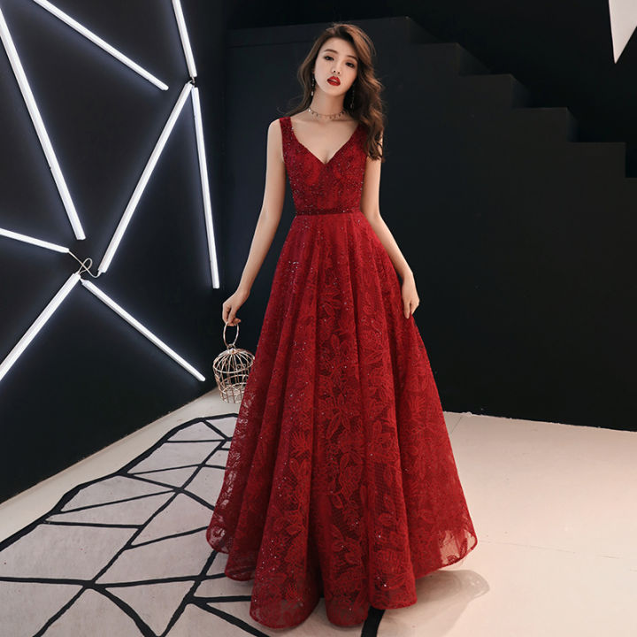 EAGLELY 2026 New Red Evening Gown Elegant With Glitters Sequin Cocktail  Dress Annual Dinner Dress Bling Fantasy Ball Gowns For Women Formal  Event/Prom Night/Birthday/Party | Lazada PH