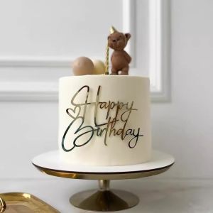 1/5 pcs เค้กอะคริลิค Toppers เค้กวันเกิดแฮปปี้ Topper ทองเงินอะคริลิคสําหรับวันเกิด Party Boy Girl Baby Shower ตกแต่ง