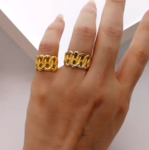 Cincin Audi Stamping Pasir Bajet Emas 916 Yon Hing