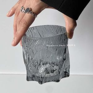 Creative High-End Glacier Pattern Whiskey Glass Iceberg Cup Coffee Water Glass Creative Design Round Shape Commercial Use