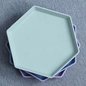 PIRING PLASTIK SEGI ENAM / PIRING MAKAN BUAH WARNA WARNI / PIRING SAJI / PIRING MAKAN ANAK / PIRING SAJI SNACK WHEAT STRAW BAHAN JERAMI