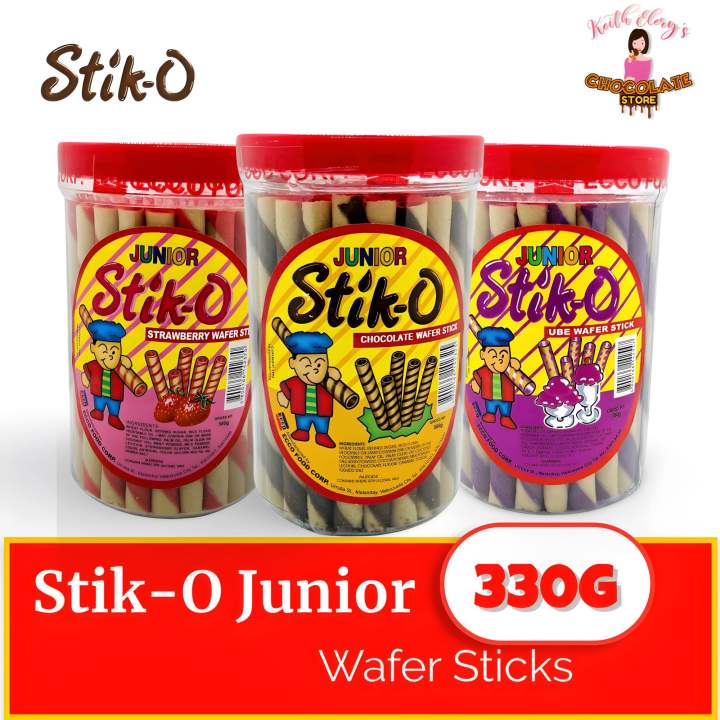 Stik-O Junior Wafer Stick (380g) Chocolate,Strawberry and Ube flavor