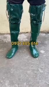 Ủng cấy dài Hoa San size 36-42 màu xanh rêu ủng đi mưa ủng lội nước ủng hoa san