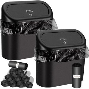 Thùng Rác Ô Tô Nhỏ Có Nắp Đậy Chống Rò Rỉ Thùng Đựng Rác Mini Chứa Được 60 (300) Loại Hình Vuông Bằng Nhựa ABS Kiểu Nhấn.