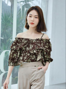 INLIFE | Elegant French Style Floral Off-Shoulder Shirt