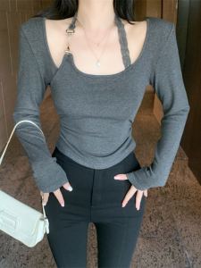 เสื้อชั้นในผู้หญิงแขนกุดผ้าลูกไม้รูดคอเสื้อชั้นในผู้หญิงฤดูใบไม้ร่วง/ฤดูหนาวแบบสวมไหล่ แขนยาว ทรงเข้ารูป เสื้อชั้นในผู้หญิง