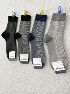 ถุงเท้าผู้ชาย Kikiya Cotton Mid-Calf Socks ระบายอากาศได้ดี สไตล์ฤดูใบไม้ร่วง ถุงเท้าผ้าฝ้ายลายสก็อต ระบายเหงื่อได้ดี สำหรับฤดูใบไม้ผลิและฤดูใบไม้ร่วง