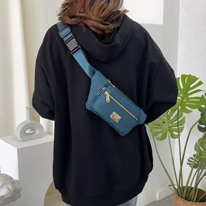 LVOD [จัดส่งภายใน 2-3 วัน]กระเป๋าคาดเอวผ้าอ๊อกซ์ฟอร์ดสีทึบเรียบง่ายกันน้ำและทนทานต่อการเสียดสีกระเป๋าสะพายไหล่กระเป๋ากีฬาลำลองสำหรับทุกเพศ