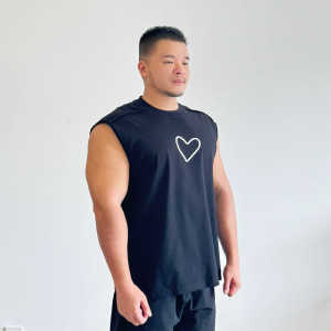 TSOV Heavyweight Refreshing Cotton Wide Shoulder Vest Fashionable Wear-Resistant Well-Structured Youthful Popular round Neck