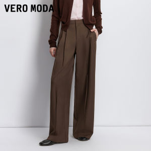 Vero Moda | Pleated Design Casual Trousers Pockets Loose Drapey Wide Leg