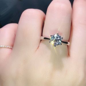 Couples Style Wedding Rings Set Synthetic Moissanite Womens Non-Fading 1-2 Carat Diamond Engagement Valentines Day Gift