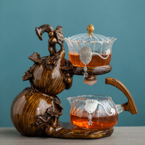 Automatic Glass Tea Set Office Lazy Persons Tea Kit Fushou Gourd Shape Popular Magnetic Tea Brewing Tool Set for 6 People