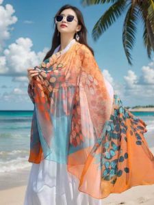 Khăn Choàng Lụa Chống Nắng Mỏng Kiểu Dáng Mùa Hè Cho Nữ Khăn Choàng Đi Biển Du Lịch Mùa Hè Chống Nắng Kiểu Dáng Dân Tộc
