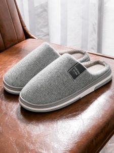 TZLDN | Mens Autumn Winter Warm Anti-slip Thick Sole Cotton Slippers