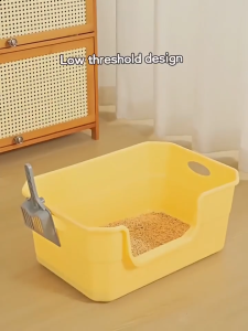 Goldstar Extra Large Cat Litter Box Open Top high Sided Litter Box Portable Anti Splashing Durable Bekas Pasir Kucing