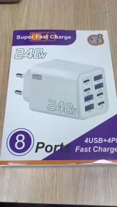 2026 NEW GaN 240W Multi Port USB C Wall Charger 8 in 1 Fast Charge Adapter PD 3.0 for Pro Laptop Phone Tablet EU US UK Plug