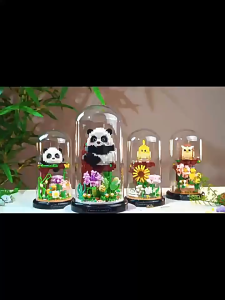 YKO Creative Garden Series Panda Owl Building Blocks With Casing – P1278-P1281 Micro Brick Model Toy Display Gift