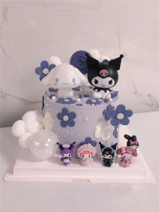 ชุดตกแต่งเค้กวันเกิดสุนัขหูใหญ่สีขาวพร้อมลูกแมวและกาวตกแต่ง ชุดตกแต่งวันเกิด ชุดวันเกิดสำหรับเด็กผู้หญิง