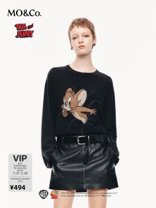 MO&Co. | Long Sleeve T-shirt Cotton Mottled Print Tom and Jerry Collaboration