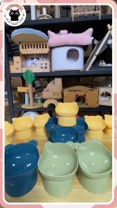 ชามอาหารสัตว์เลี้ยง ชามหมา ชามแมว ชามหูหมี ขนาด13.5cm