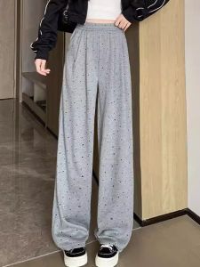 Spring Autumn Wide Leg Pants for Girls Casual Straight Cut High Waist Long Pants Soft Fabric Comfortable Breathable Childrens Clothing