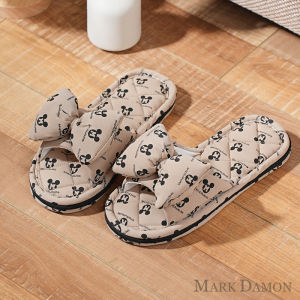 Phong Cách Công Chúa Dày Dặn Dép Đi Trong Nhà Sàn Bướm Nơ Cotton Vải Bông Vải Cặp Đôi Tắt Tiếng Chống Trơn Trượt Dép Đi Trong Nhà Im Lặng Cả Mùa