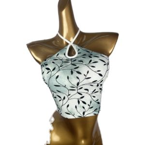 Soso Thiết Kế Ban Đầu Phong Cách Trung Hoa Khiêu Vũ Trang Phục Cà Vạt Lá Mặt Dây Chuyền Ngắn Sling Sợi Triacetate Một Mảnh