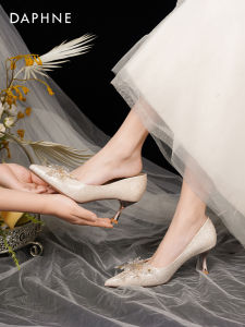 Elegant Daphne High Heels Womens Spring New Fine Heel Shoes Bride Sensation Fashionable Simple Design Supportive Wedding Shoes
