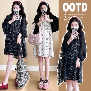 Elegant Polka Dots and Flower Print Two-piece Set