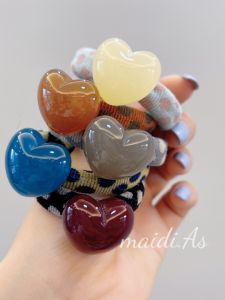 Candy Colored Polka Dot Hair Ties And Towel Rings Womens Fashionable Simple Love Heart Jelly Pattern Hair Accessories