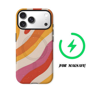 BILIBILI | Retro Wavy Color Stripe Phone Case for iPhone 18 17 16 15 14 13 12 11 Air Pro Max Plus Double-layer Cover